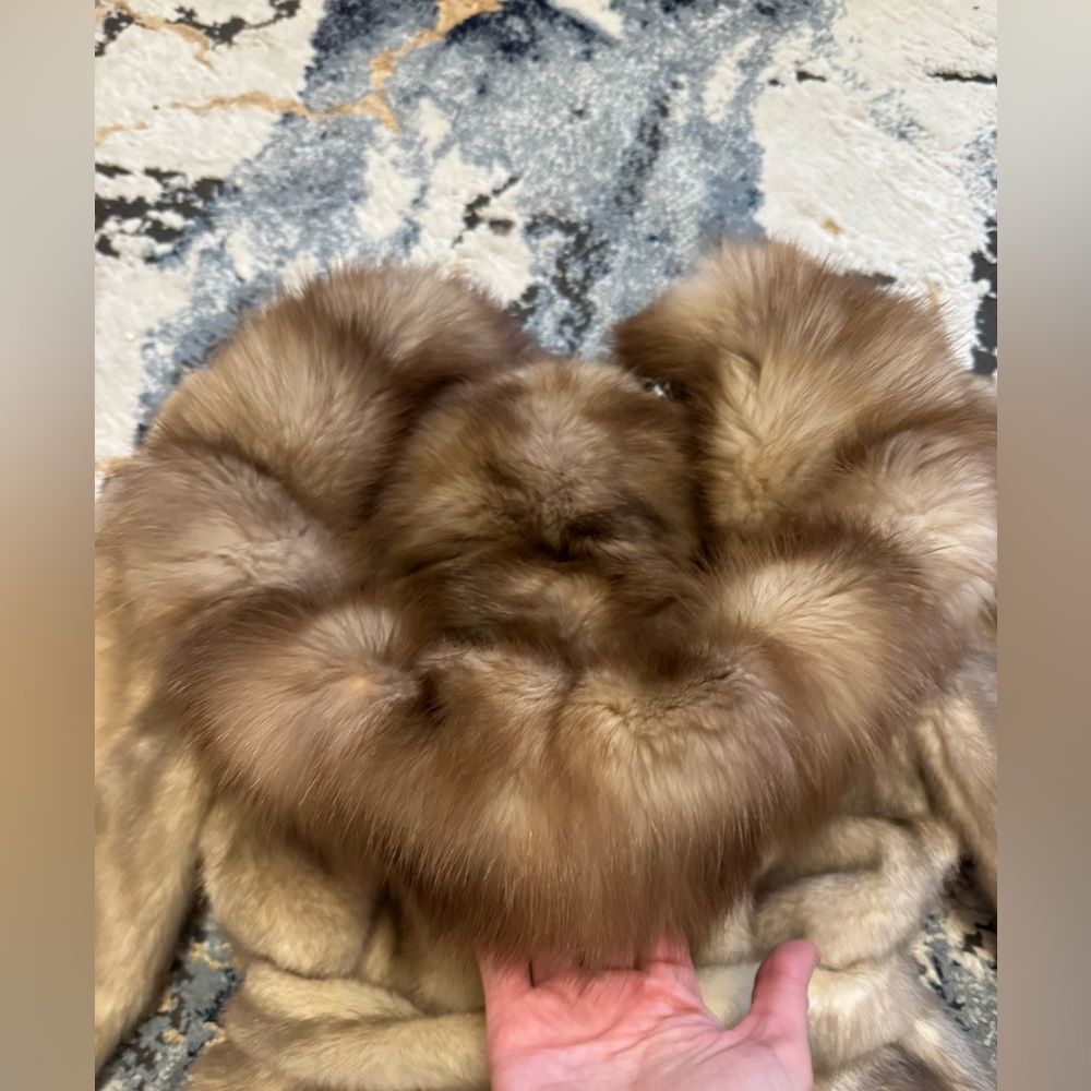 Luxurious Italian Baluchi Tan Mink and sable fur hood jacket coat - Picture 16 of 17